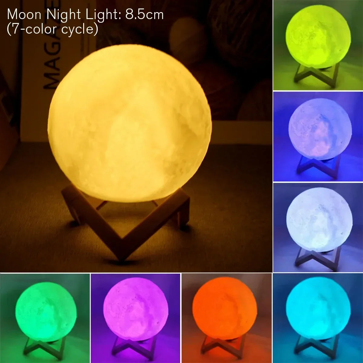 Soft Glow 8cm Moon Lamp